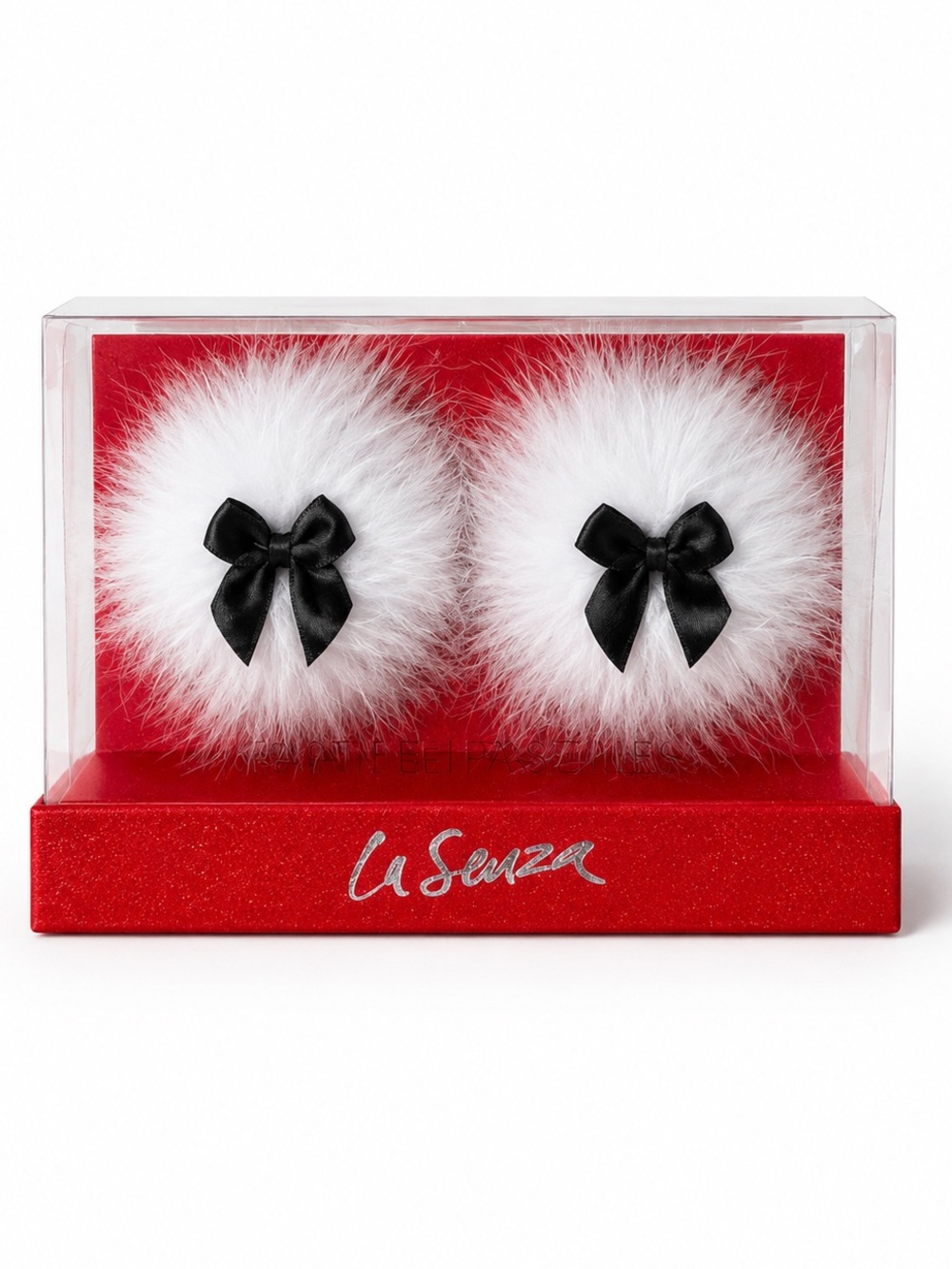 Nipple Covers Pasties La Senza Faux Mink Fur White Black Bow Sticky Adhesive New
